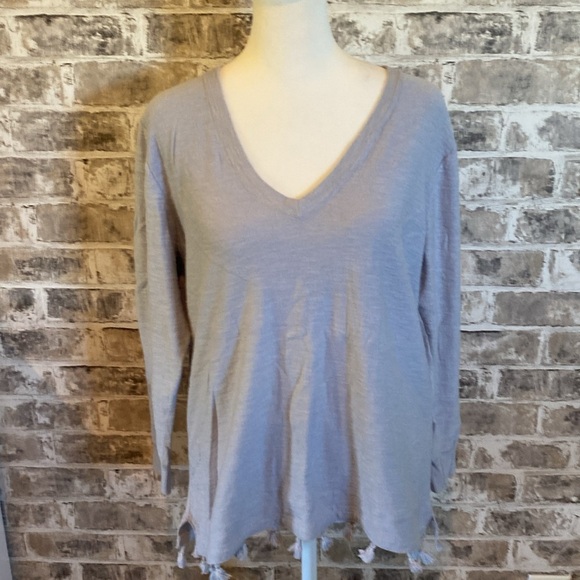 J. Crew Factory long sleeve top. Size M. Light blue. tassels at waist. - Picture 3 of 14